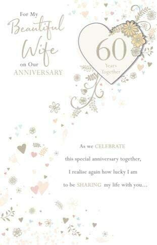 UK Greetings wife anniversary greeting card with personalized milestone options, featuring floral design and heartfelt message.