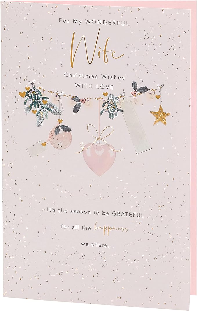 UK Greetings Wife Bauble Christmas Card showing festive design with "Wife" message and holiday-themed artwork.