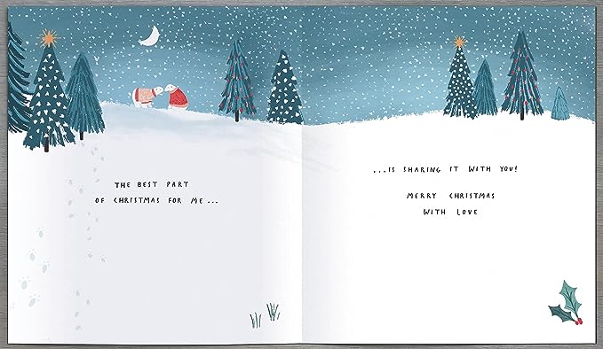 UK Greetings wife Christmas card featuring a cute polar bear with embellishments, perfect for holiday greeting messages.
