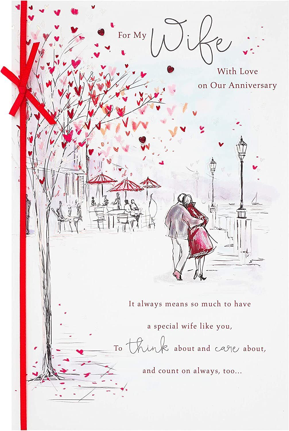 UK Greetings romantic anniversary greeting card for wife, featuring elegant design and heartfelt message.