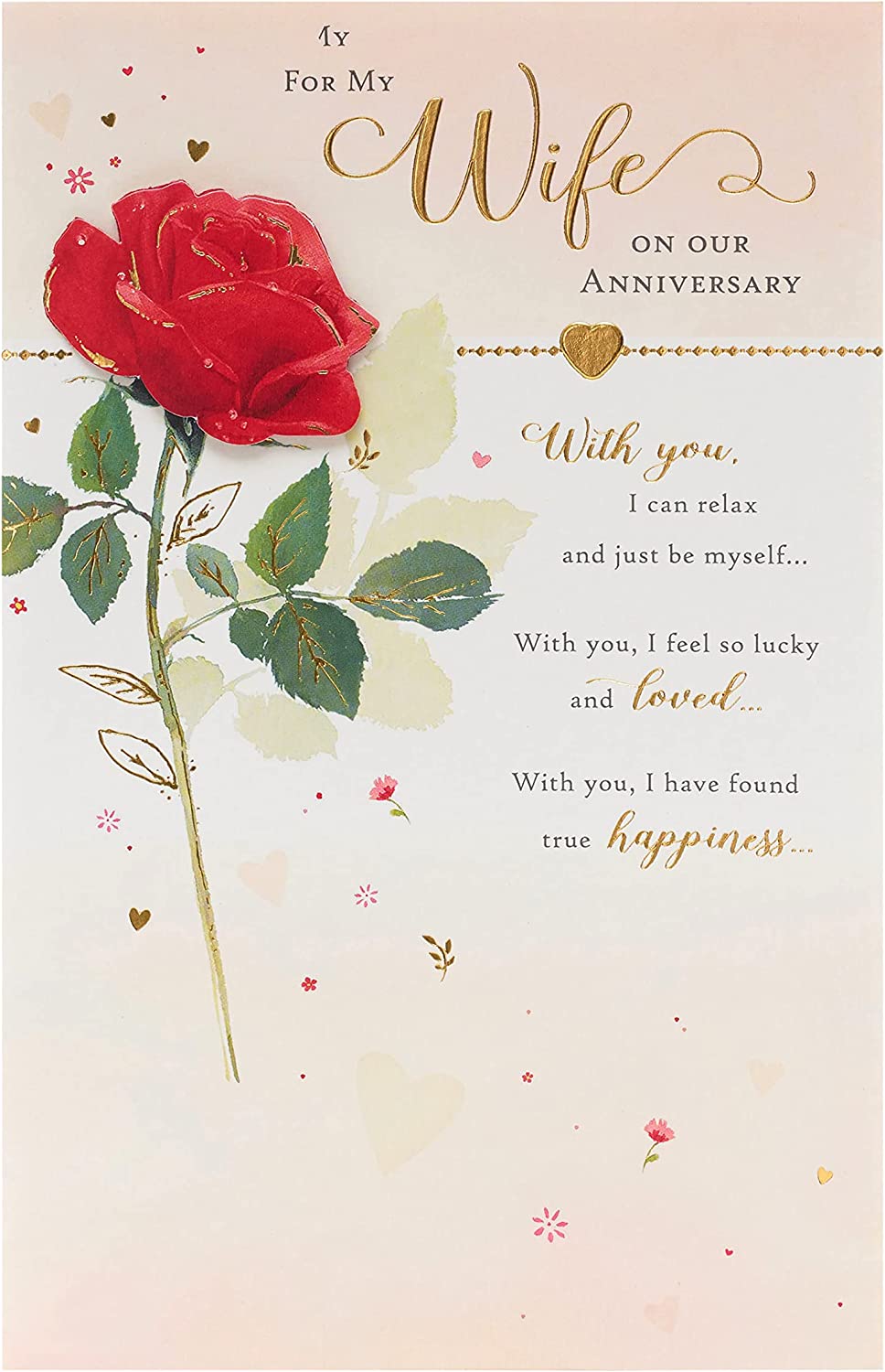 UK Greetings wife rose wedding anniversary greeting card with a lovely verse and luxurious design for special celebrations