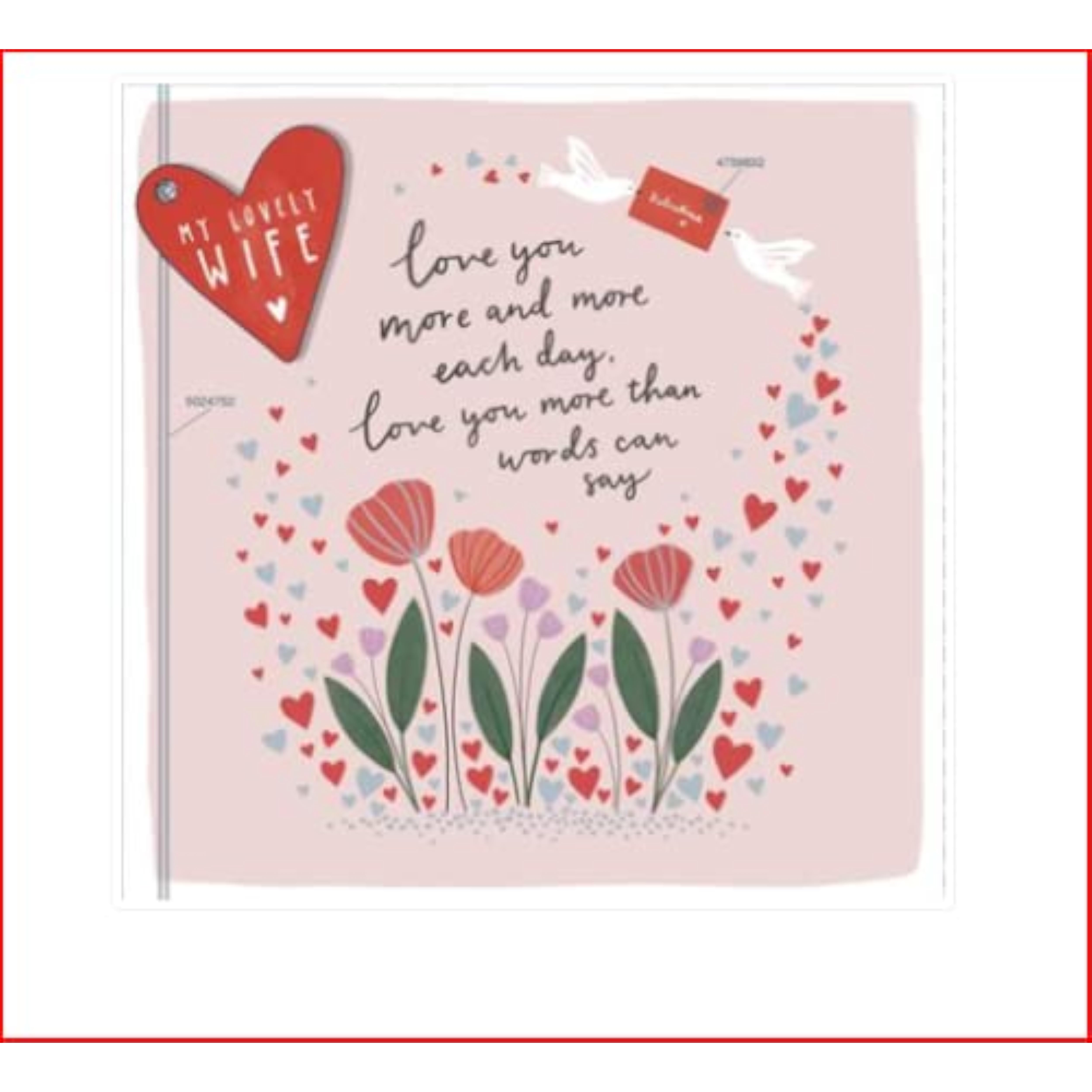 UK Greetings wife Valentine's Day greeting card featuring heartfelt message for a loving wife with romantic floral design.