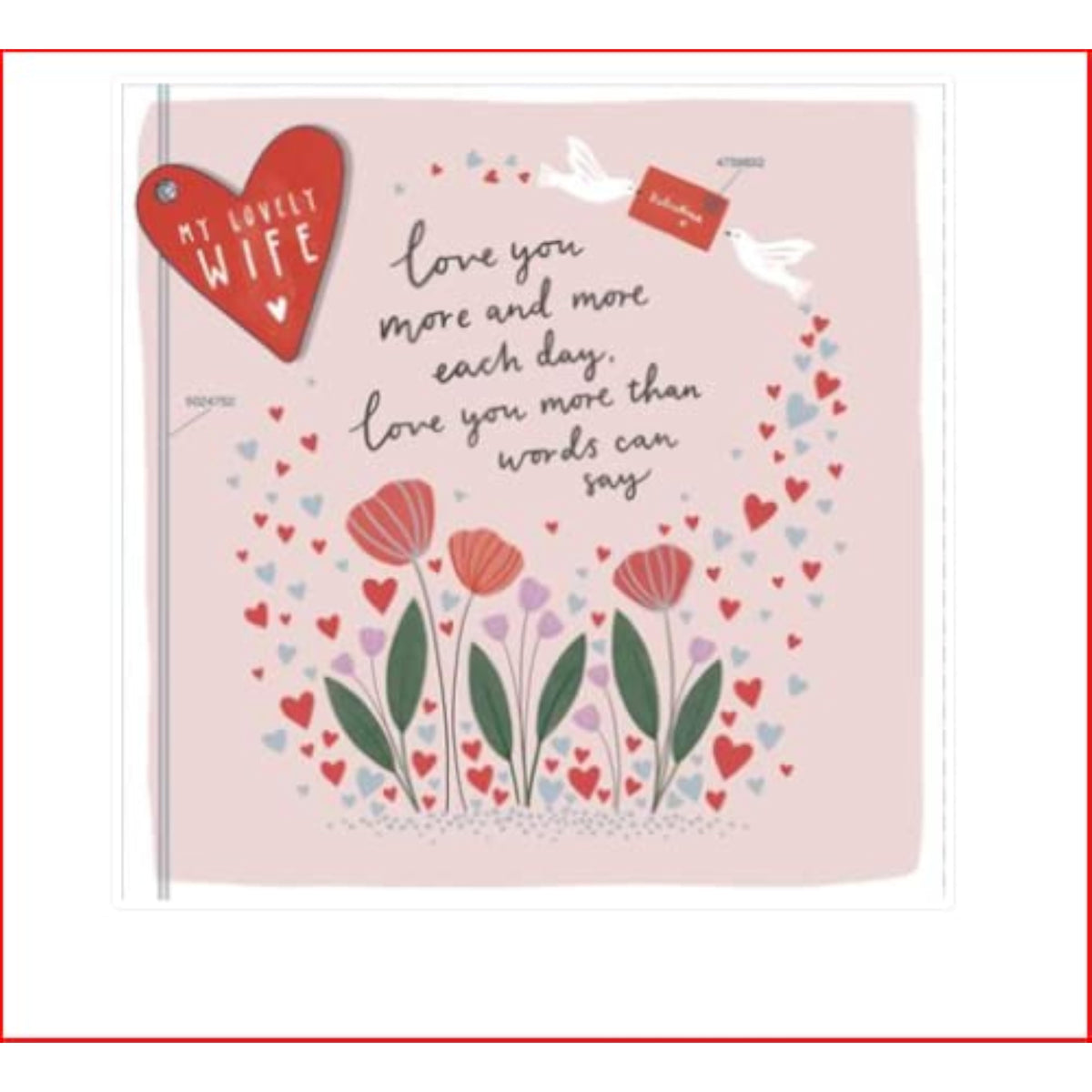 UK Greetings wife Valentine's Day greeting card featuring heartfelt message for a loving wife with romantic floral design.
