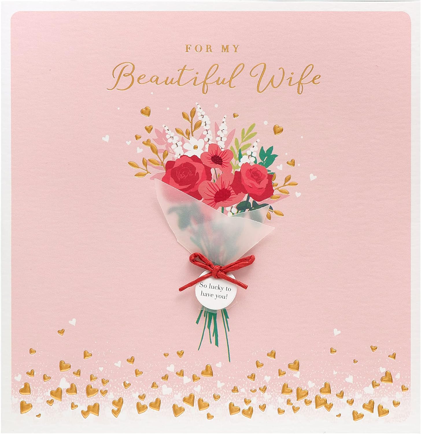 UK Greetings wife Valentine’s Day greeting card with envelope featuring a beautiful design, perfect for celebrating love.