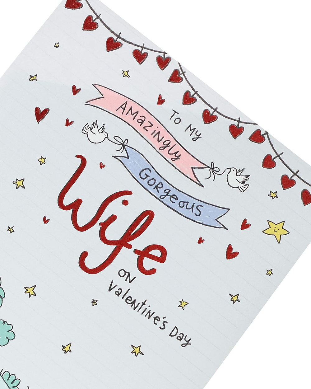 UK Greetings Wife Valentine’s Day greeting card with envelope featuring a sweet design, perfect for expressing love.