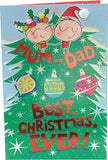 UK Greetings Wig Wam Mum and Dad Christmas Card featuring festive design and holiday message for parents.