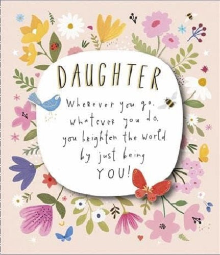 UK Greetings Wild Flower Garden birthday card with gold foil for daughter, featuring vibrant floral design and elegant details.
