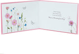 UK Greetings Wildflowers birthday card featuring colorful wildflowers on a black background, perfect for celebrating special occasions.