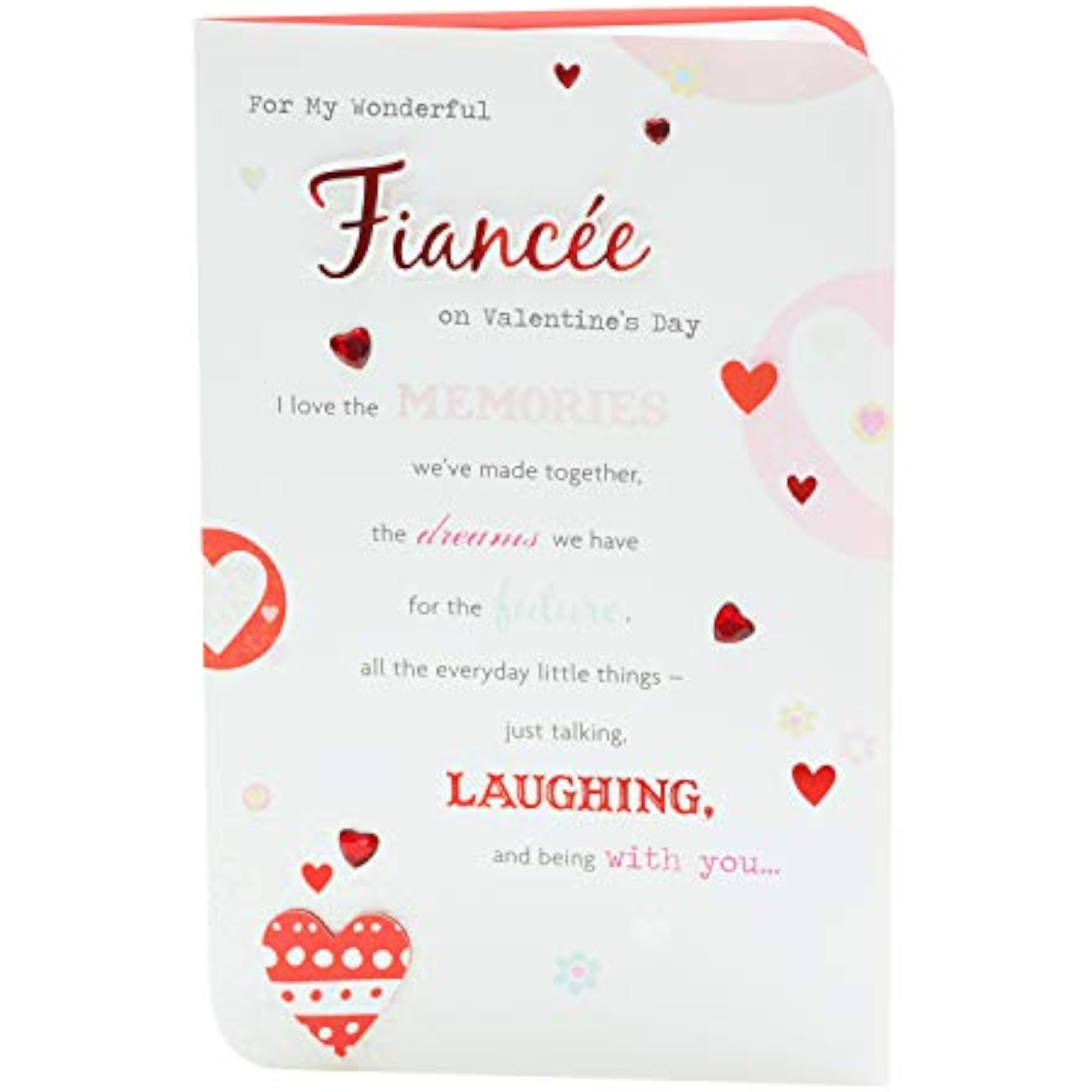 UK Greetings Wonderful Design fiancé Valentine's Day card featuring romantic motifs and vibrant colors for special occasions.