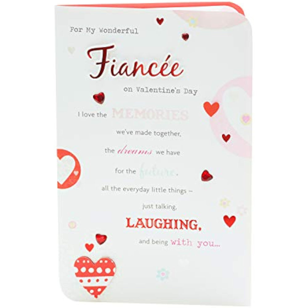 UK Greetings Wonderful Design fiancé Valentine's Day card featuring romantic motifs and vibrant colors for special occasions.