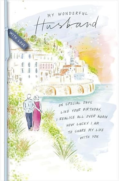 UK Greetings Wonderful Husband birthday greeting card featuring colorful design and heartfelt message for special occasions