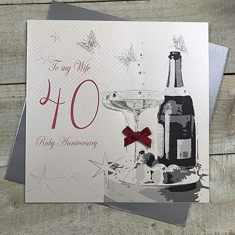 UK Greetings Wonderful Wife 40th Wedding Anniversary Card featuring elegant floral design and heartfelt message for special occasion
