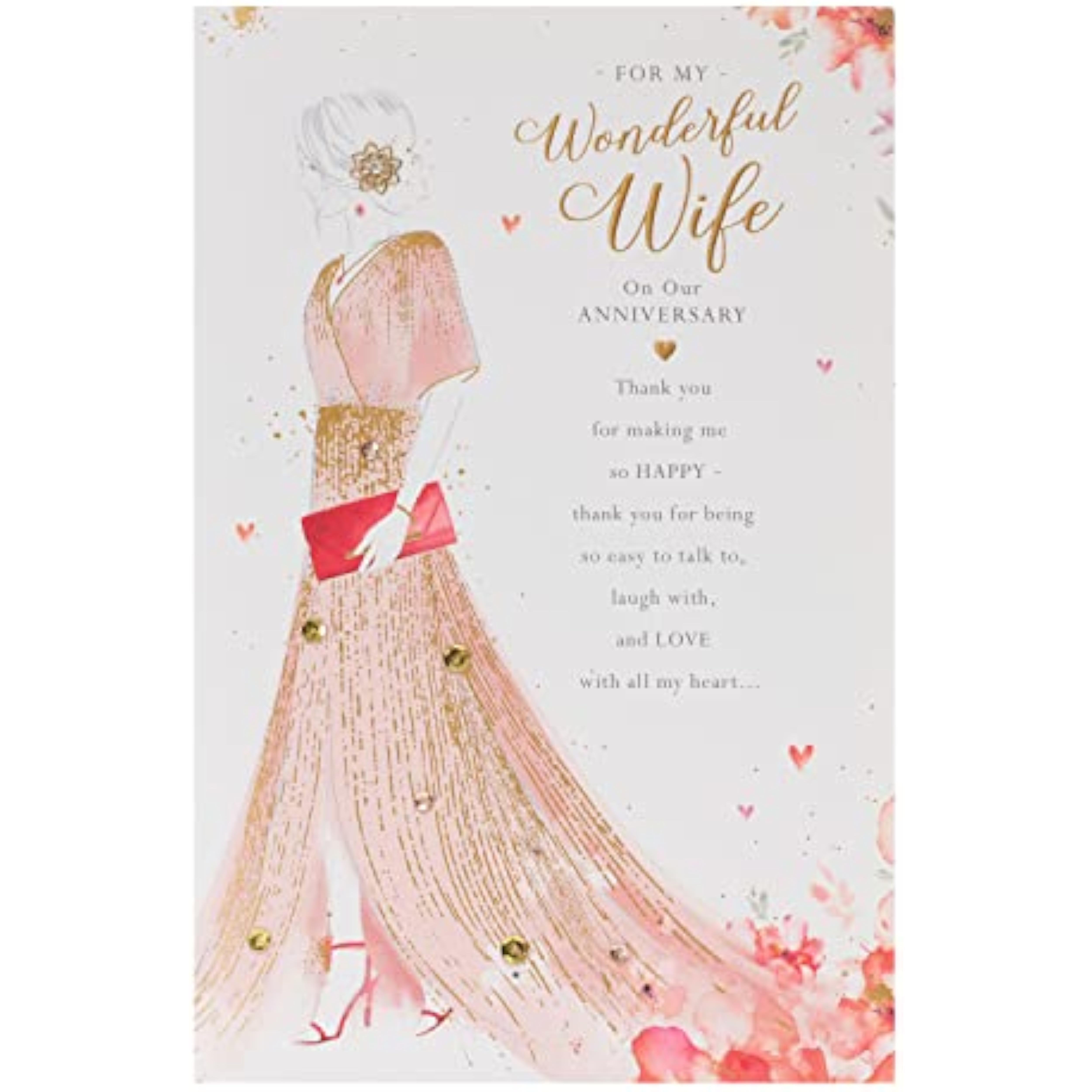 UK Greetings wedding anniversary greeting card for wife with an elegant and heartfelt design, perfect for celebrating love and commitment.