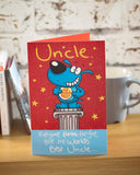UK Greetings World's Best Uncle birthday card featuring colorful, festive design for celebrating special occasions.