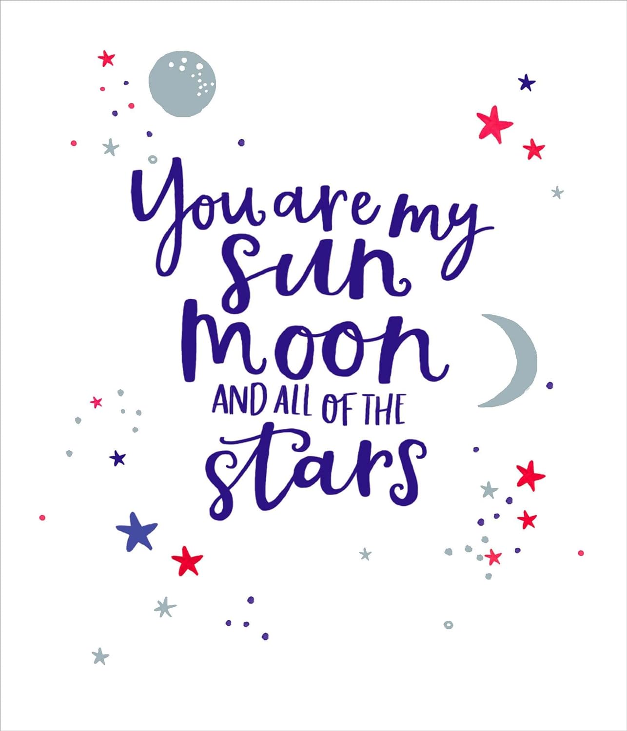 UK Greetings Valentine's Day card featuring sun, moon, and stars design with heartfelt message, part of the greeting cards collection.