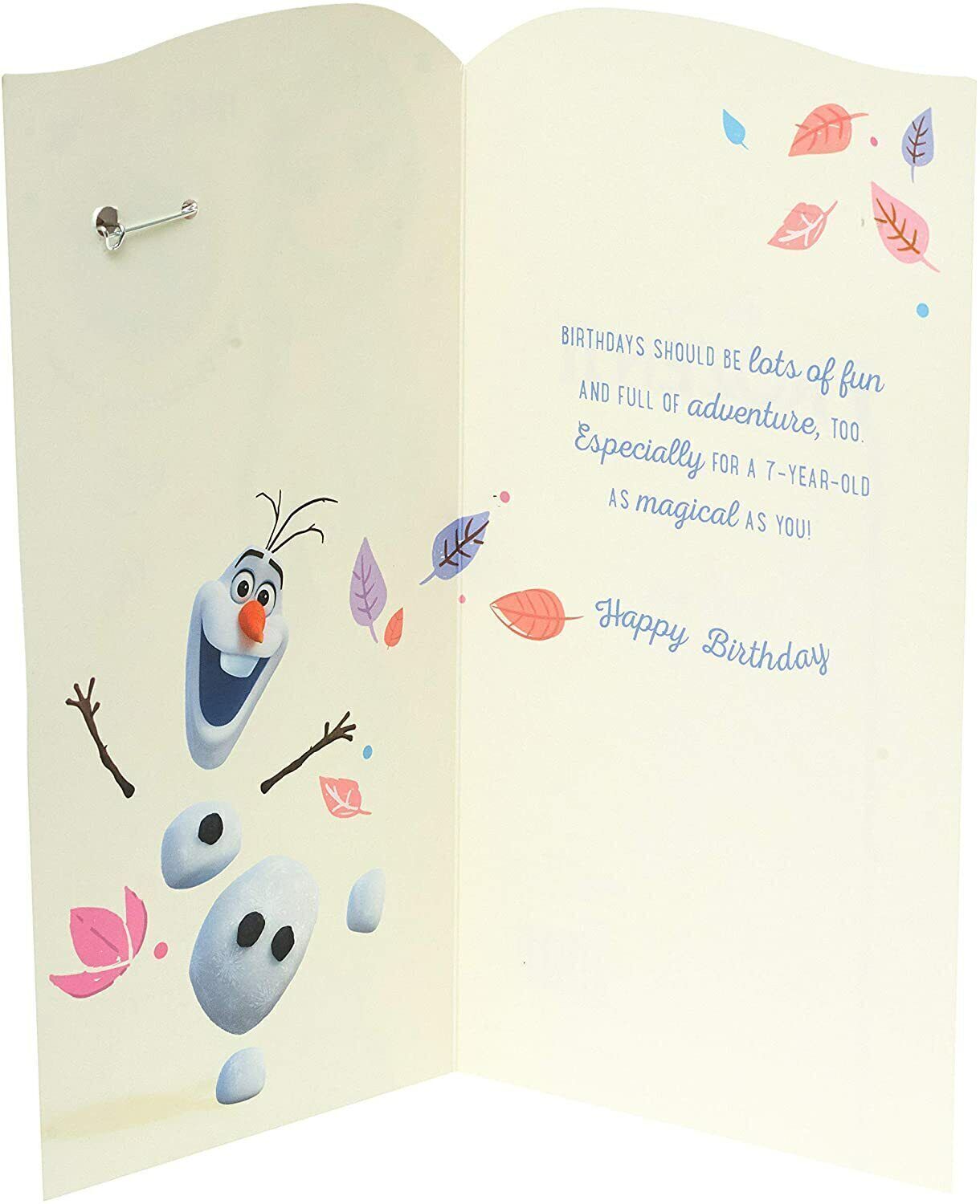 Disney Frozen Elsa birthday greeting card by UK Greetings featuring a magical princess design for a 7th birthday celebration.