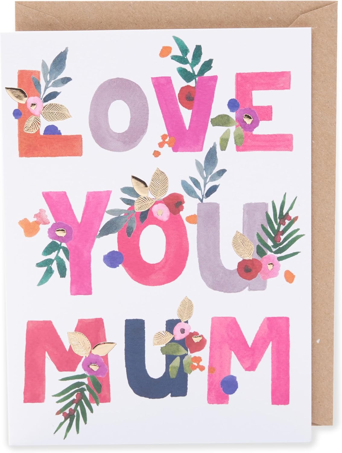 UK Greetings Mother's Day Card titled "Love You Mum" featuring heartfelt design, perfect for celebrating mums on Mother's Day.