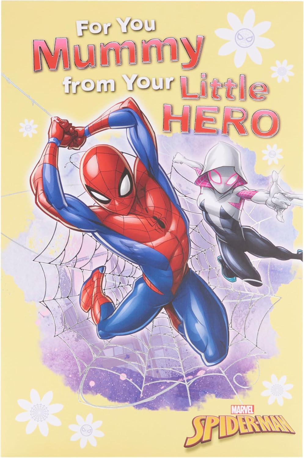 UK Greetings Marvel Spider-Man Mother’s Day Card featuring a hero-themed design with Spider-Man imagery for celebrating moms.