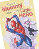 UK Greetings Marvel Spiderman Mother's Day Card with hero design featuring Spiderman in a vibrant, colorful illustration.