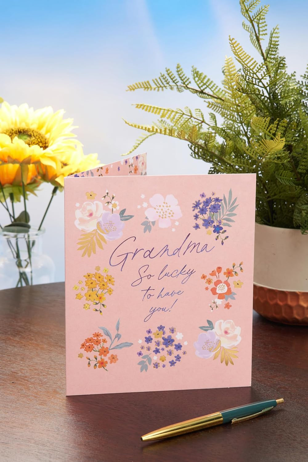 UK Greetings Mother's Day Card for Grandma with a lovely floral design, featuring colorful flowers and heartfelt message.