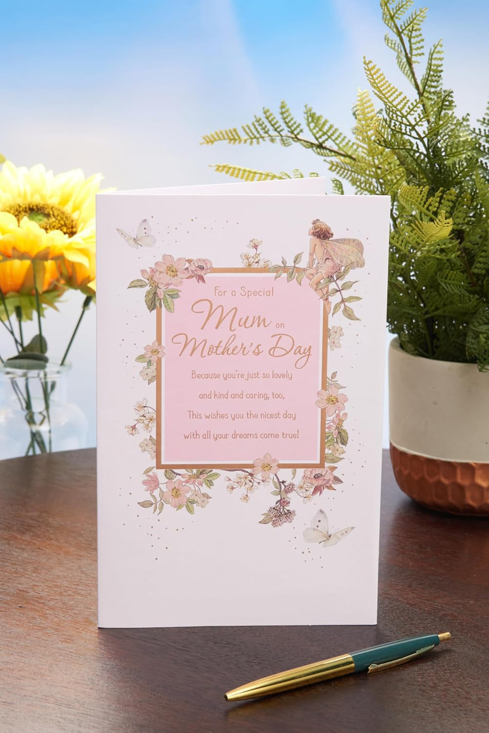 UK Greetings Mother's Day Card for Mum featuring a whimsical fairy design, perfect for celebrating Mother's Day.
