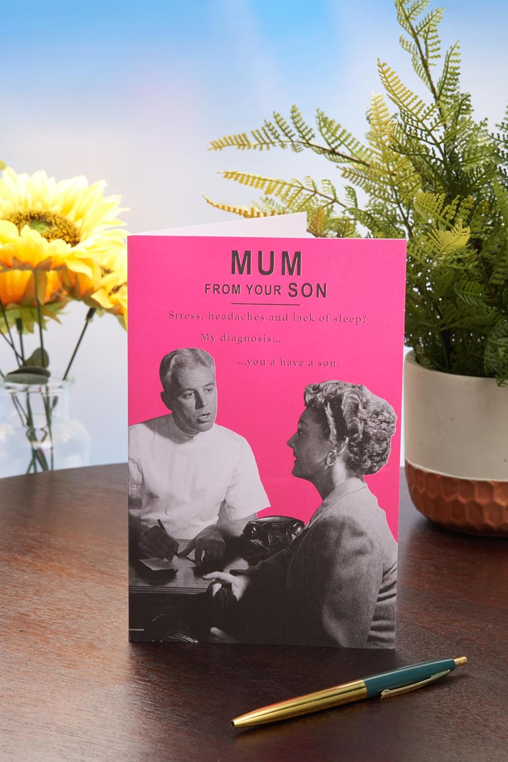 UK Greetings Mother's Day Card for Mum from Your Son with a funny design, featuring playful illustrations and heartfelt message.