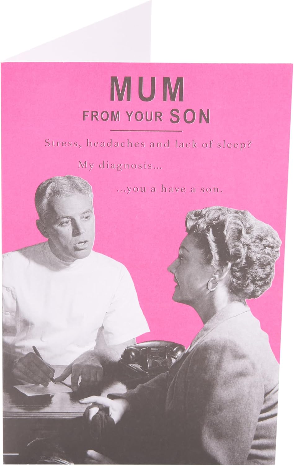 UK Greetings Mother's Day Card for Mum from Your Son with a funny design, featuring colorful illustrations and heartfelt message.