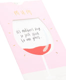 UK Greetings Mother's Day Card for Mum featuring an interactive wine glass design, showcasing colorful illustrations on the front.