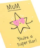 UK Greetings Mother's Day Card for Mum featuring a "You're a Super Star" design, with colorful illustrations and heartfelt message.