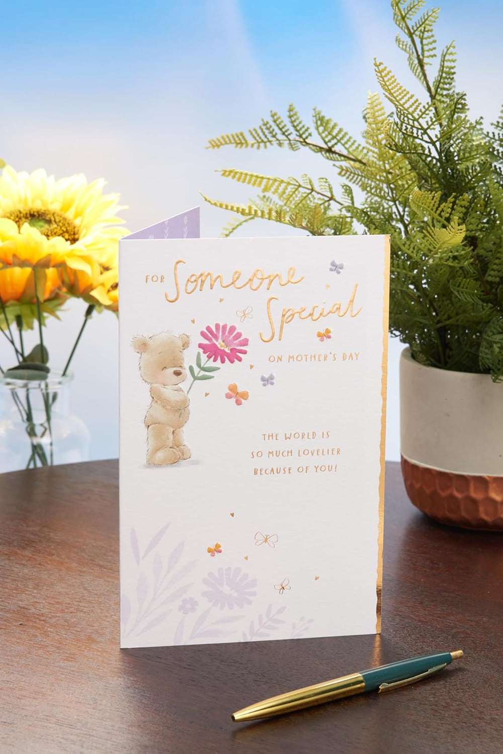 UK Greetings Mother's Day Card for Someone Special featuring a cute teddy bear design, perfect for expressing love on Mother’s Day.