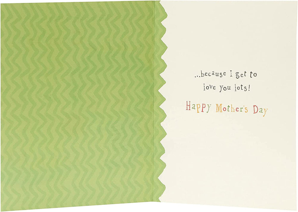 UK Greetings Mother's Day card with sweet dinosaur design from grandson, featuring colorful dinosaur illustration and heartfelt message.