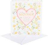 Mother's Day greeting card from UK Greetings featuring flowers and heart design for mum, grandma, wife, or women.
