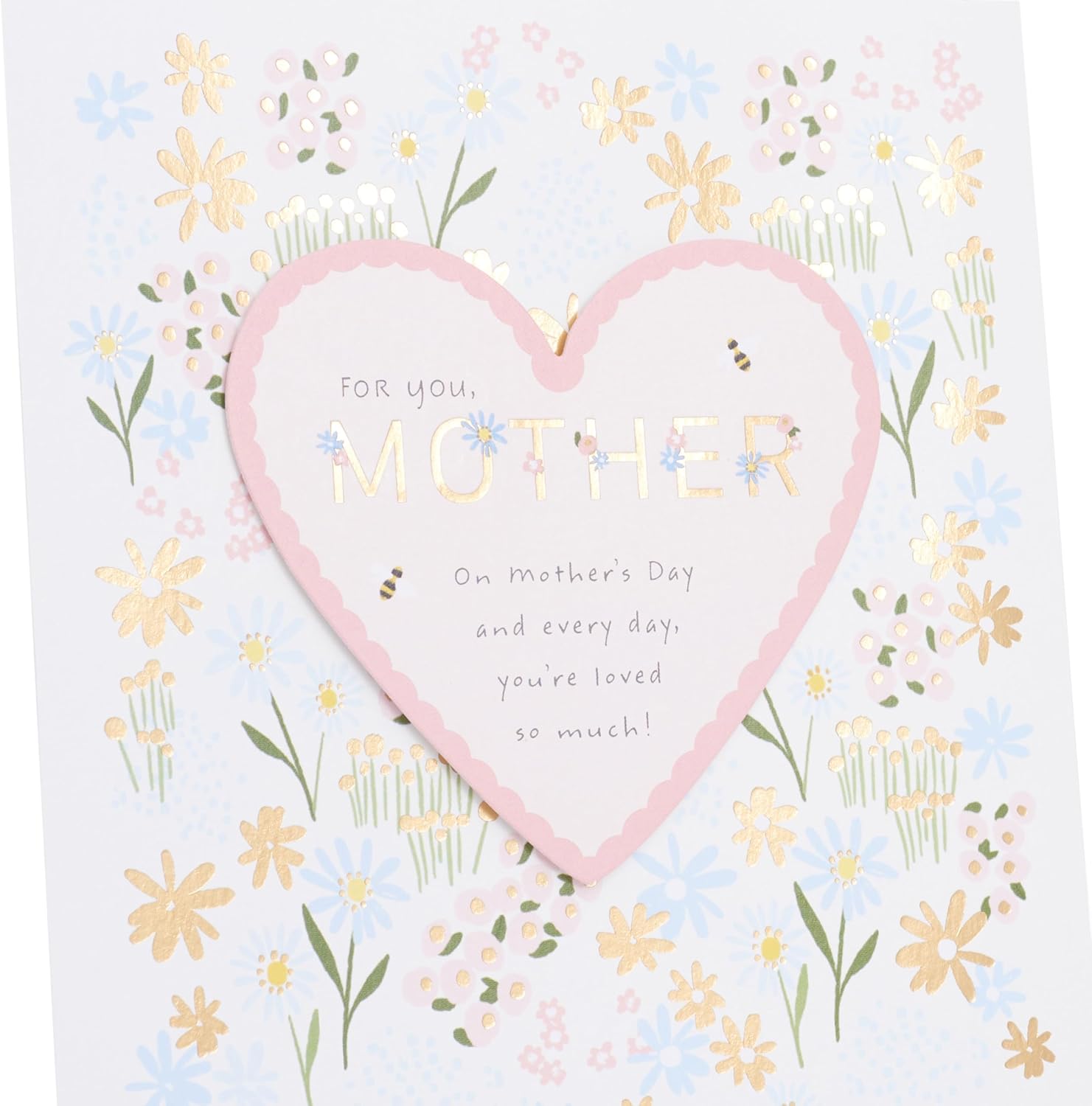 Mother's Day greeting card by UK Greetings with floral and heart design, suitable for mum, grandma, wife, and women.