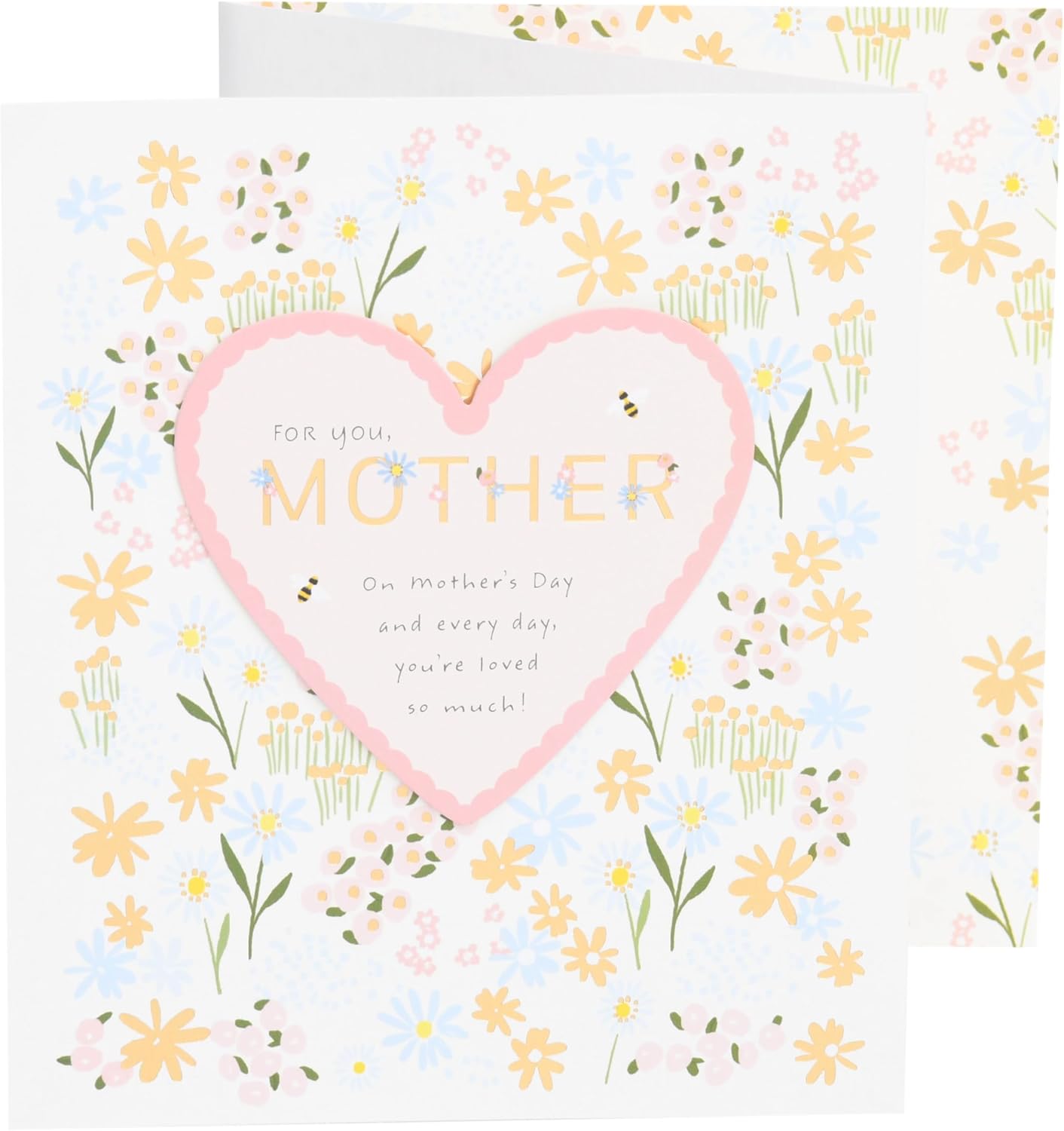 Mother's Day greeting card from UK Greetings with floral and heart design, suitable for mum, grandma, wife, and women.