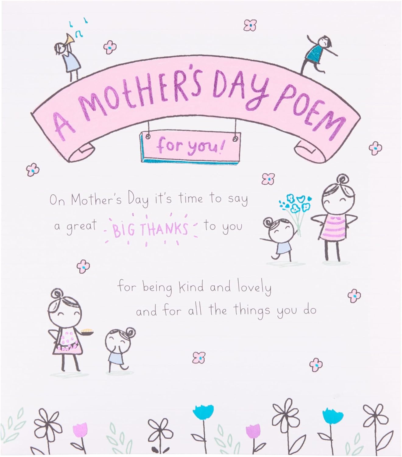 UK Greetings Mother's Day card for her featuring a cute poem design, perfect for celebrating moms on special occasions.