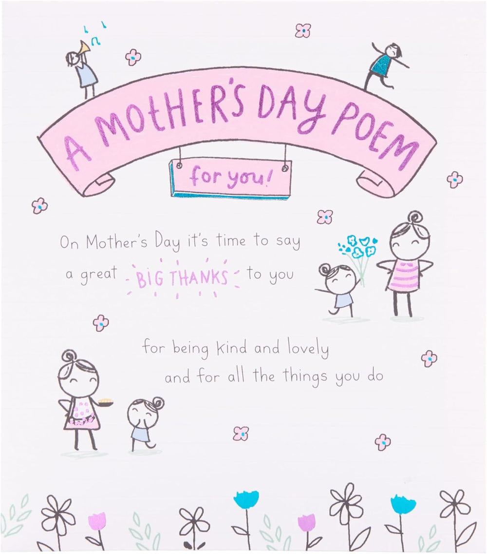 UK Greetings Mother's Day card for her featuring a cute poem design, perfect for celebrating moms on special occasions.