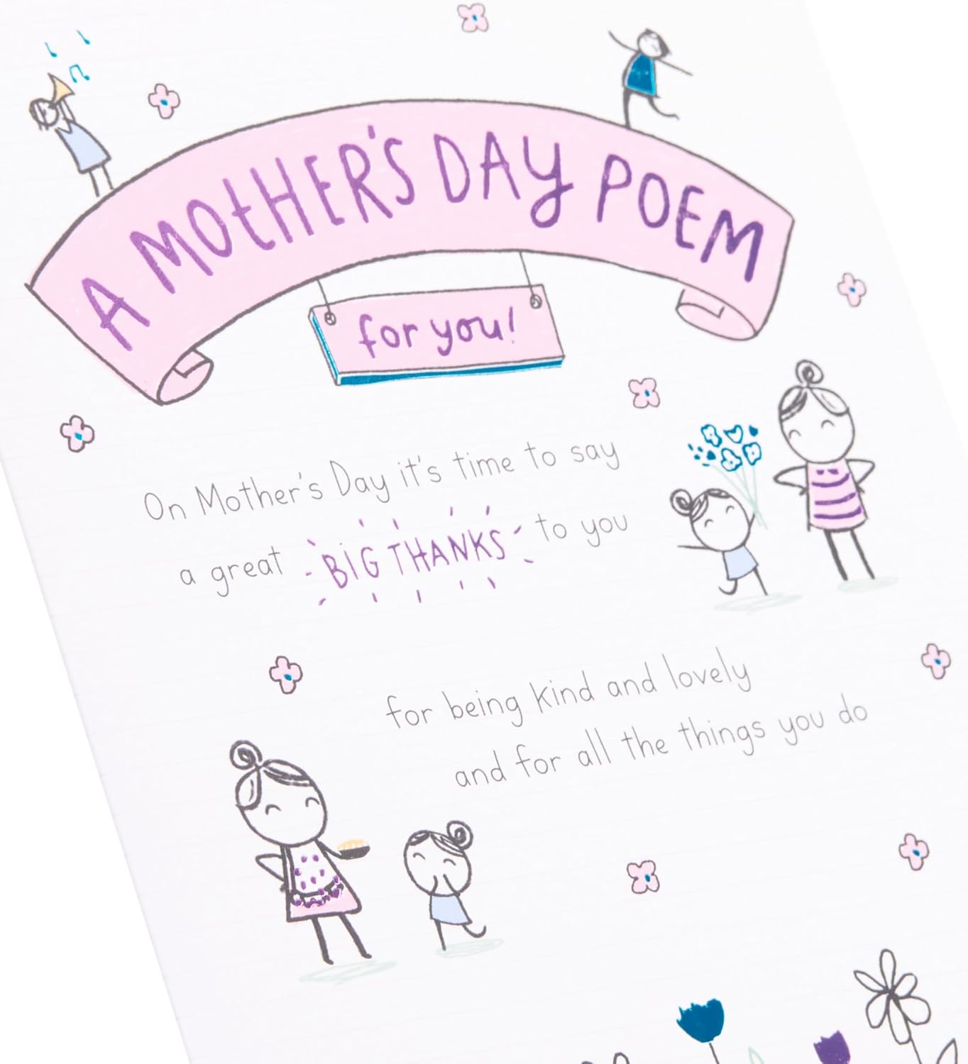 UK Greetings Mother's Day card for her featuring a cute poem design, perfect for celebrating moms on Mother's Day.
