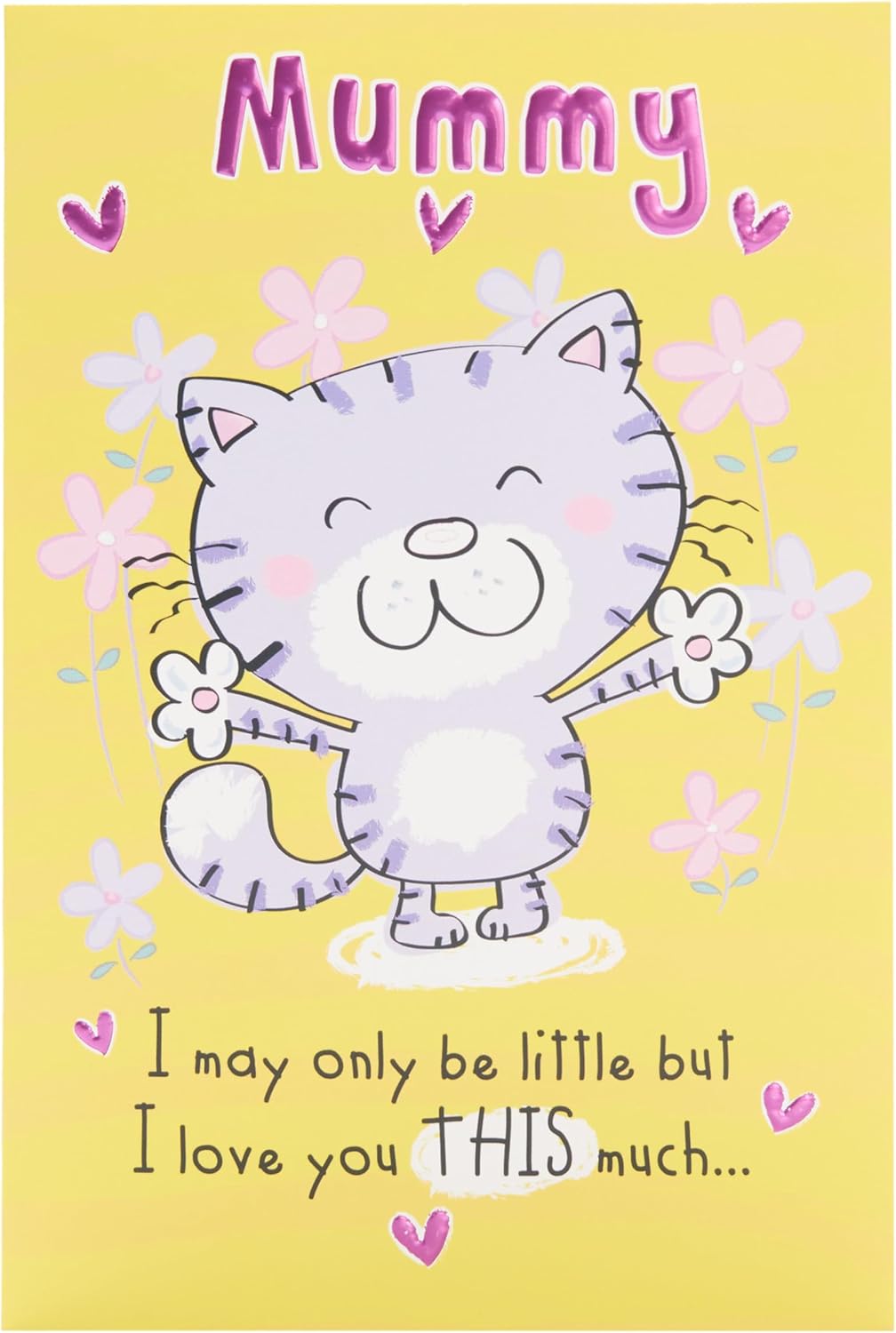 UK Greetings Mother's Day Card for Mummy featuring a cute cartoon cat design, ideal for celebrating moms on Mother's Day.