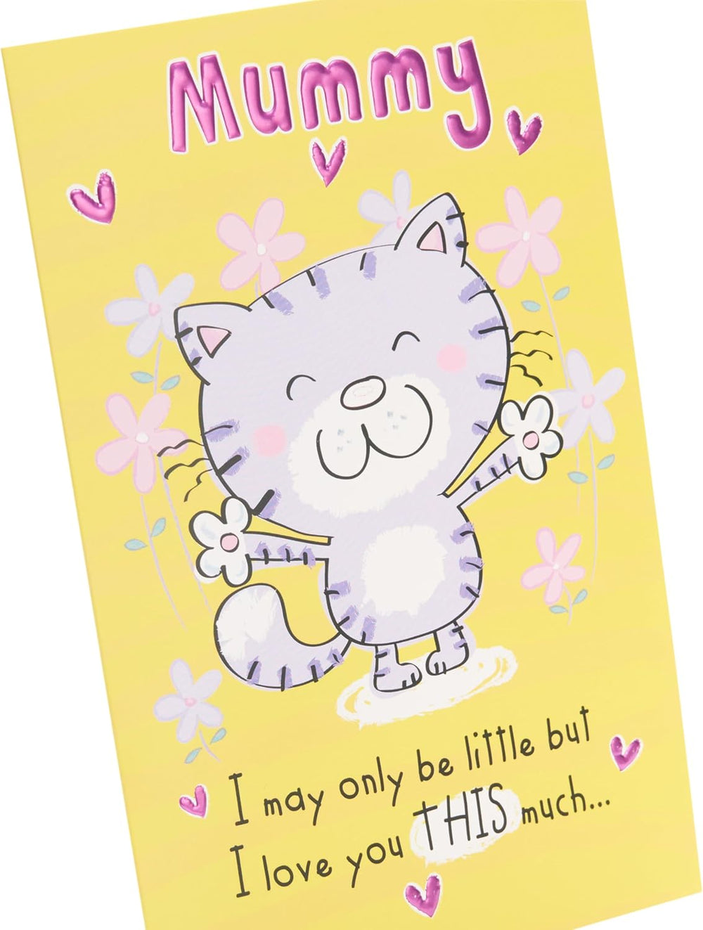 UK Greetings Mother's Day card for Mummy featuring a cute cartoon cat design, ideal for celebrating Mother's Day.