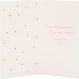 UK Greetings new baby girl congratulations card featuring a cute woof cloud design, perfect for celebrating a newborn.