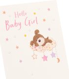 UK Greetings new baby girl congratulation card with a cute woof cloud design, perfect for celebrating a newborn.
