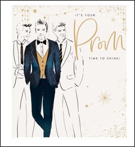 UK Greetings prom greeting card featuring vibrant "It's Your Prom Time to Shine" design for celebrating special prom occasions.