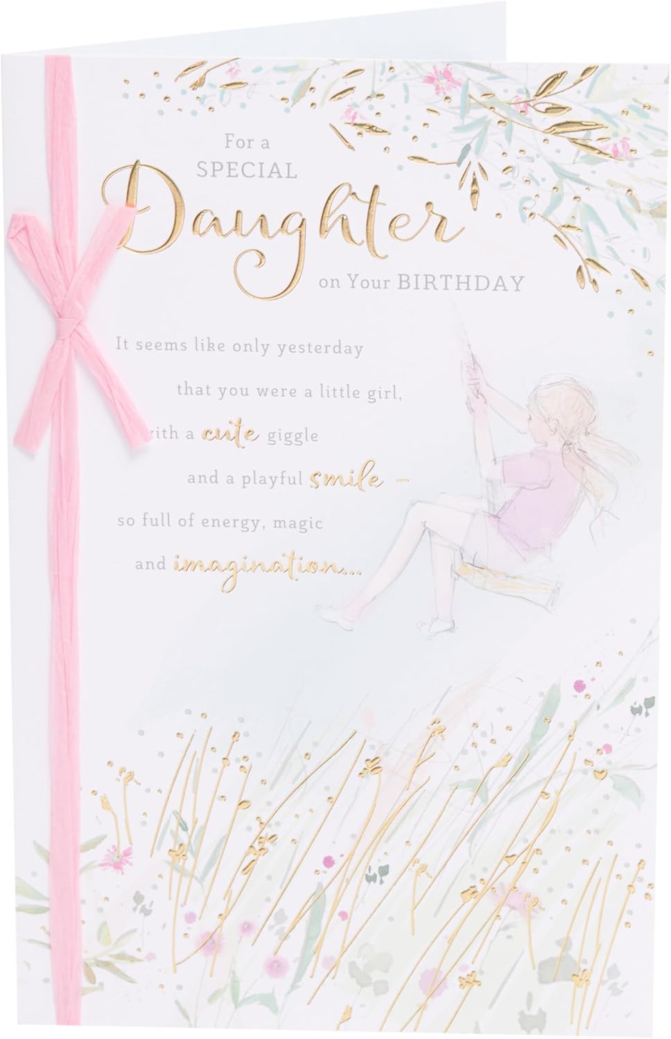 Lovely Daughter Birthday Card from UK Greetings with heartfelt design, featuring a sentiment for girls and women, includes envelope.