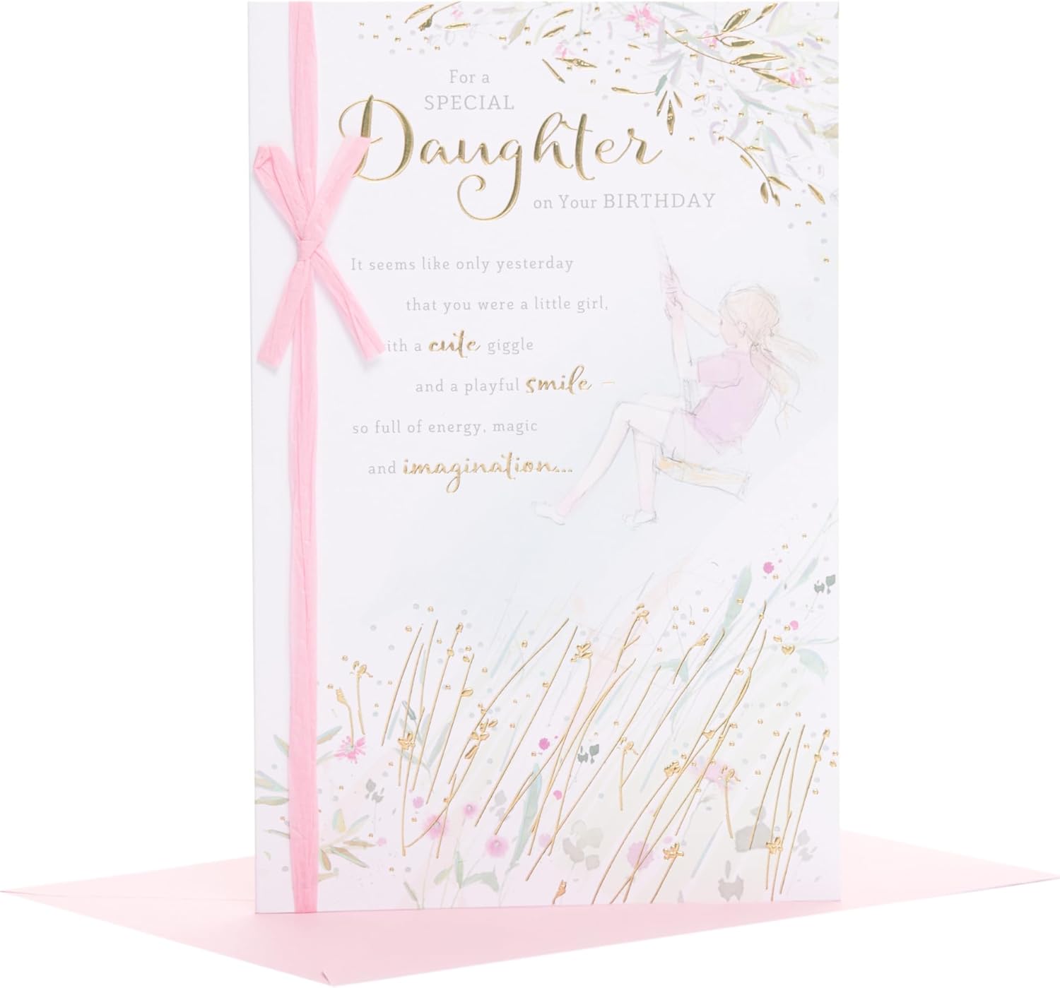 Lovely Daughter birthday card by UK Greetings featuring heartfelt sentimental design with envelope, measuring 155 x 235 mm.