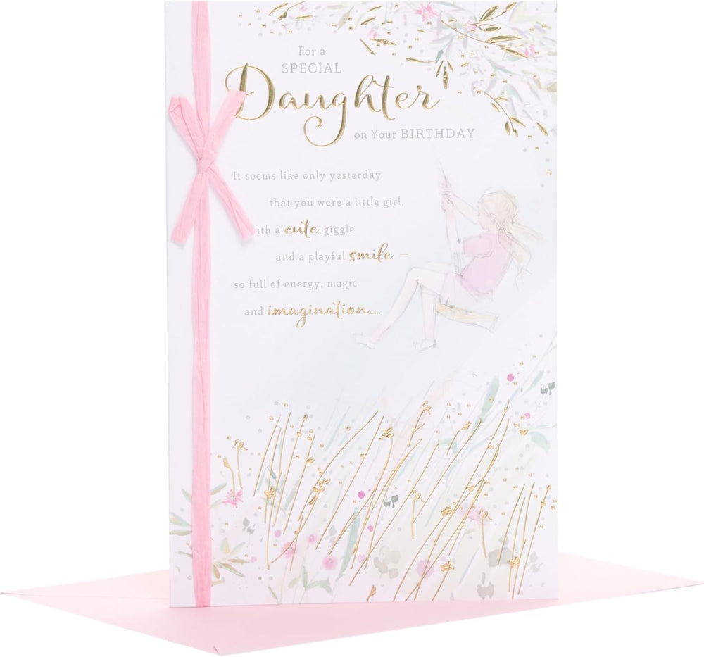 Lovely Daughter birthday card by UK Greetings featuring heartfelt sentimental design with envelope, measuring 155 x 235 mm.