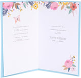 UK Greetings stationery greeting card measuring 155 x 235 mm with colorful design and festive message.