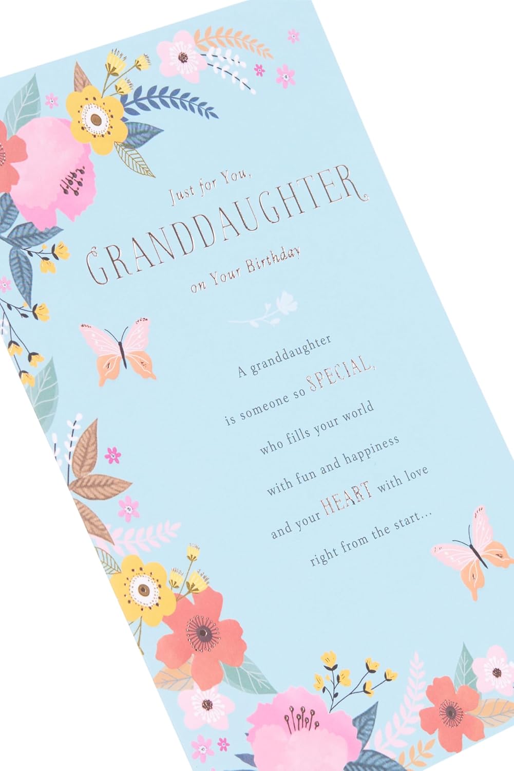 UK Greetings stationery greeting card measuring 155 x 235 mm with colorful design and festive message.