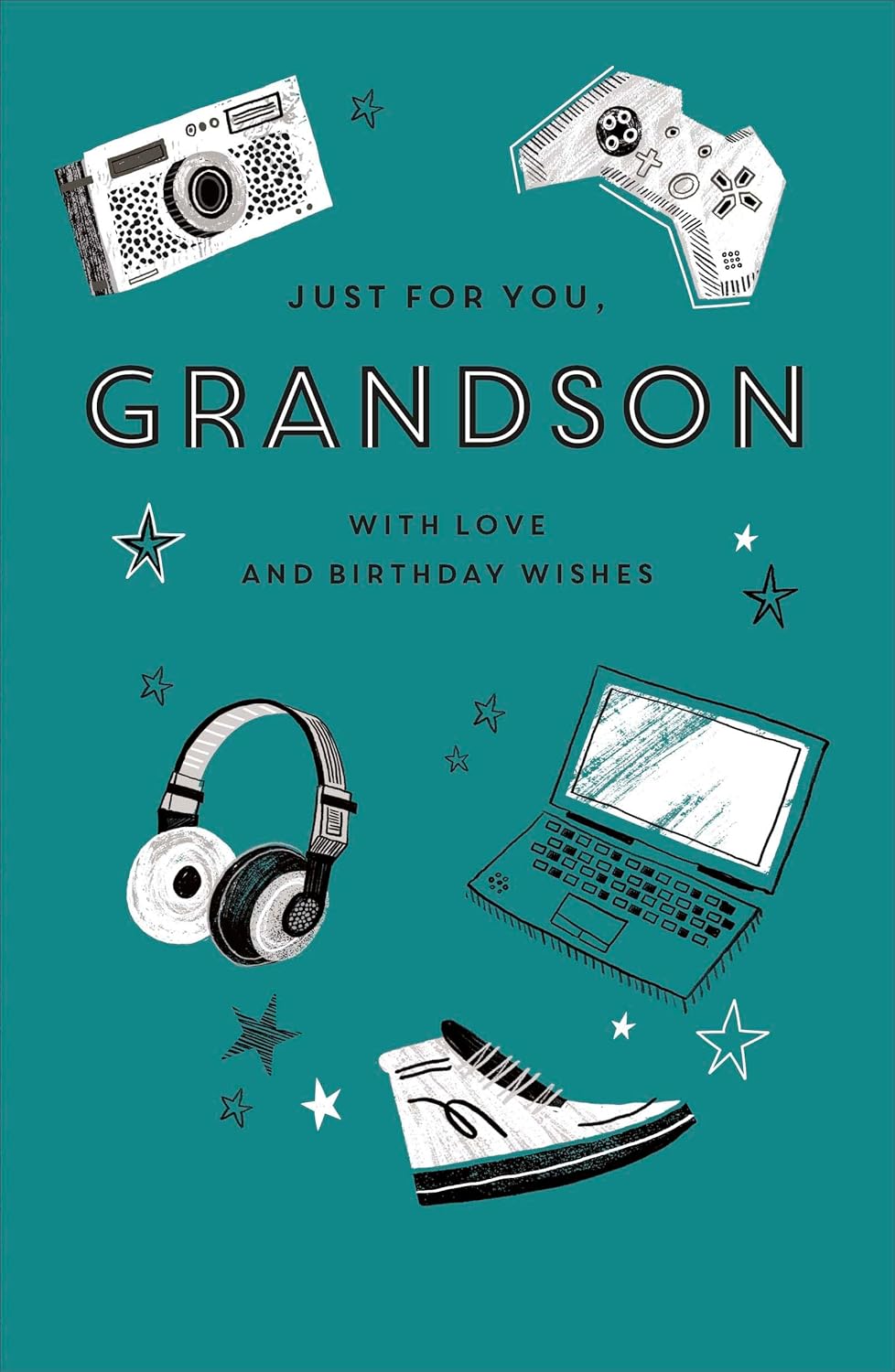 UK Greetings 50th birthday card for grandson, stylish and thoughtful milestone stationery with colorful design and heartfelt message.