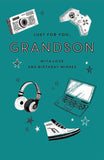 UK Greetings 50th birthday card for grandson, stylish and thoughtful milestone stationery with colorful design and heartfelt message.