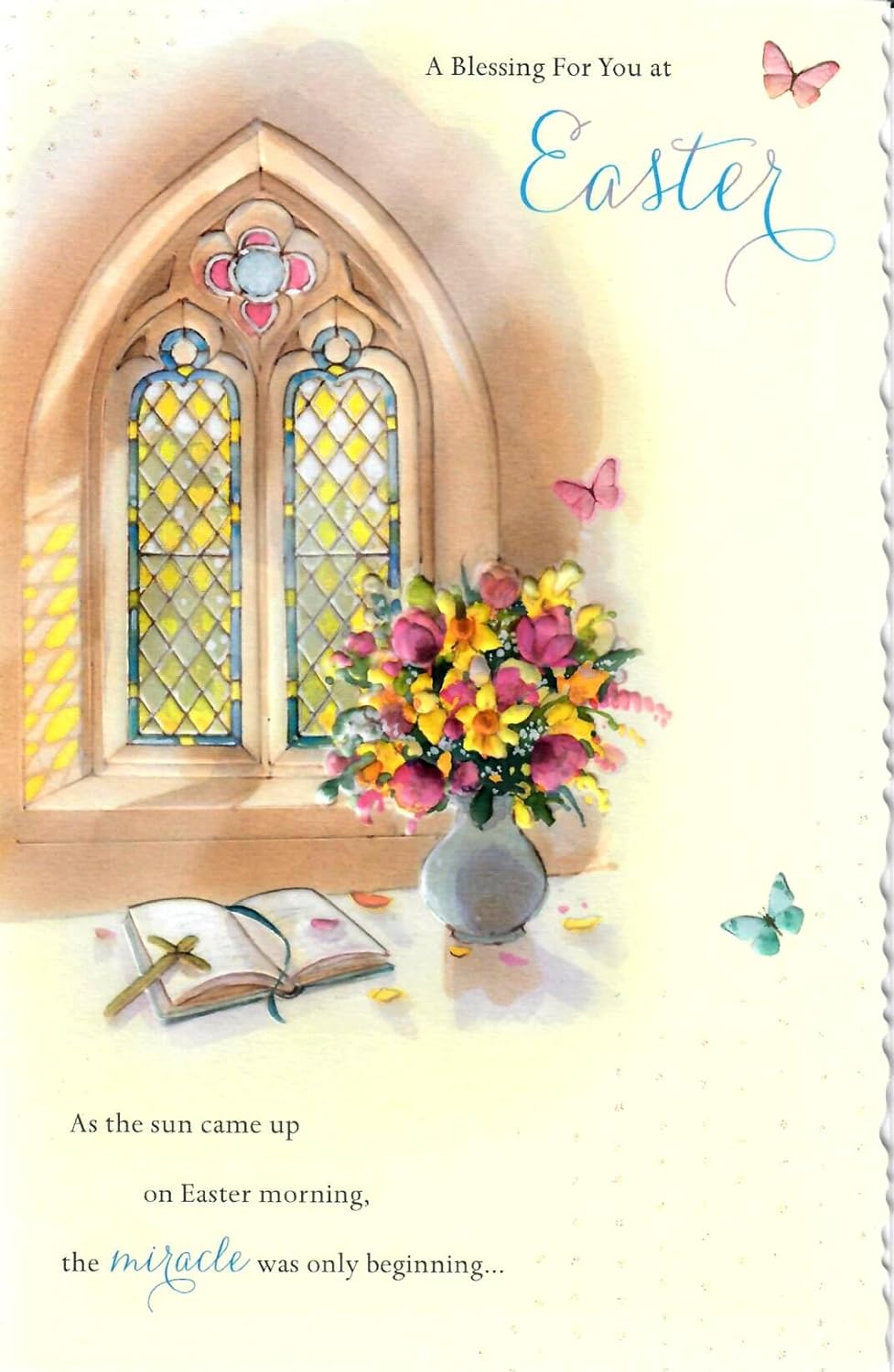 UK Greetings religious Easter card featuring Easter blessings, with a beautiful design, ideal for sending heartfelt holiday wishes.